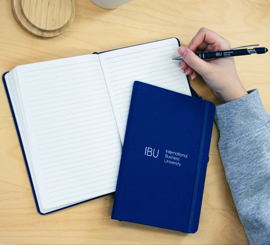 IBU Scholar Notebook – premium notebook from IBU merch apparel store for academic pursuits.